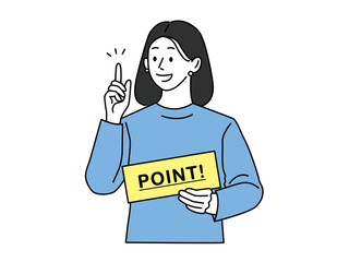 ポイント、注目、発表を表す女性のイラスト(ビジネス、クリック、チェック、アイデア、閃き、発見) Illustrations of woman  representing points, attention, and presentations (business, clicks, checks, ideas, discoveries)