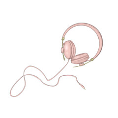 Headphones Pink Hand Drawn Illustration	