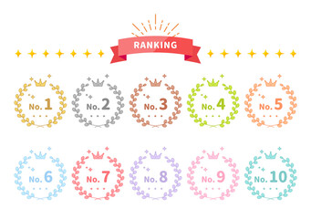 ランキング　月桂冠　植物　カラフル　アイコン　セット