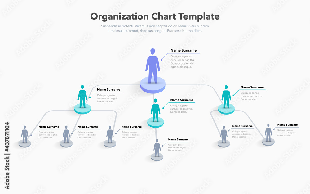 Poster company organization chart template with place for your content. easy to use for your website or pre