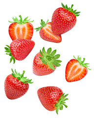 Fresh strawberry fruit. Red strawberry isolated on white background. Strawberry with clipping path