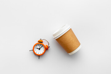 Good morning with coffee and alarm clock. Coffee concept