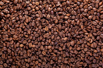 Texture, grains de café, vue de dessus