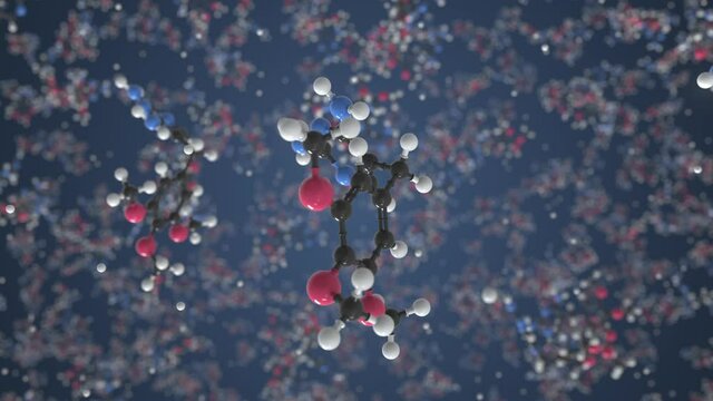 Trimethoprim molecule. Molecular model. Looping seamless 3d animation