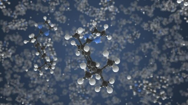 Xylometazoline molecule. Molecular model. Looping seamless 3d animation