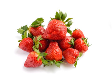 Strawberry isolated. Strawberries with leaf isolate