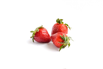 Strawberry isolated. Strawberries with leaf isolate