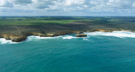 The 12 Apostles seen from a helicopter