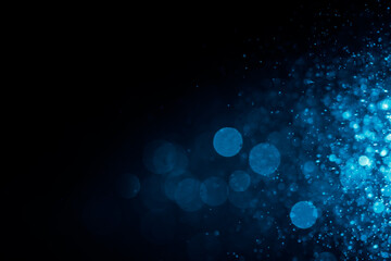 Abstract Blue bokeh defocus glitter blur background.