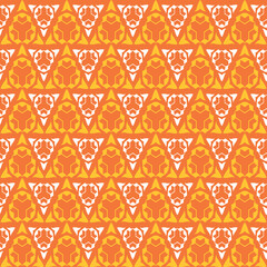 Colorful background pattern with simple decorative ornament in yellow orange tones, wallpaper. Seamless pattern, texture. Vector image