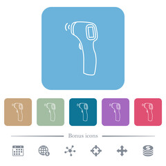 Contactless thermometer flat icons on color rounded square backgrounds
