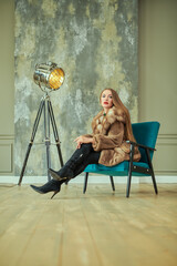 Fototapeta premium female in mink fur coat