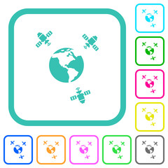Satellite communication vivid colored flat icons