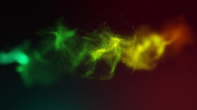 Abstract Fluid Particles Graphic Intro Background/ 4k animation of an abstract fluid particles background graphic design intro with light flare fading in