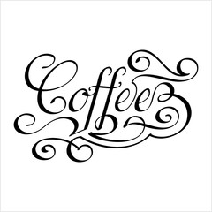 Coffee Hand Drawn Pen Ink Style, Coffee Word Handwritten