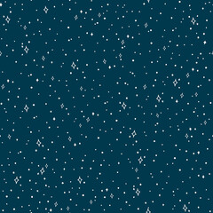 Starry sky seamless pattern. Stars on dark blue background.