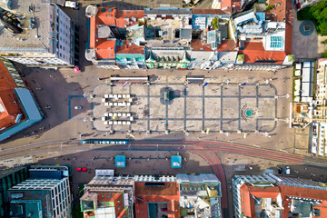 Fototapeta premium Ban Jelacic central square in Zagreb aerial view
