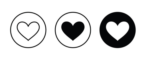 Heart Icon set. Love Like icons. Valentine's Day sign, emblem isolated on white background Editable and Flat style symbol for graphic and web design, logo,pictogram Vector