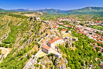 Fototapeta na wymiar Knin fortress on the rock aerial view
