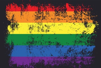 Rainbow  grunge flag. Lgbt colors.Pride month. June