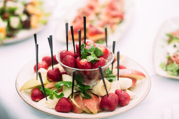 Fruit slices on the buffet table