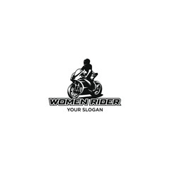 woman riding motorcycle racing silhouette logo