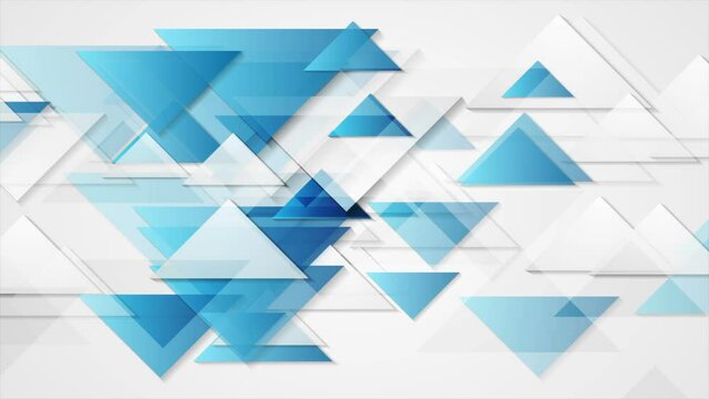 Blue grey glossy triangles abstract technology motion background. Seamless looping. Video animation Ultra HD 4K 3840x2160