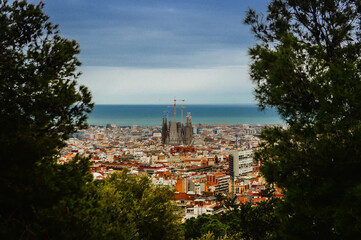Barcelona pejzaż miasta widok Sagrada Familia