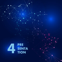 Fototapeta premium Blue square background with social network mesh. Communication polygonal design. Vector illustration