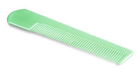 close up green comb isolated on white background