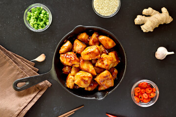 Easy teriyaki chicken in cast iron pan