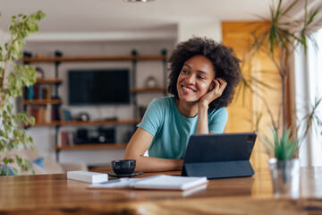 Adult African woman, getting excited about her promotion.