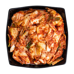 top view of korean appetizer kimchi isolated