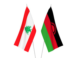 Obraz premium Lebanon and Malawi flags