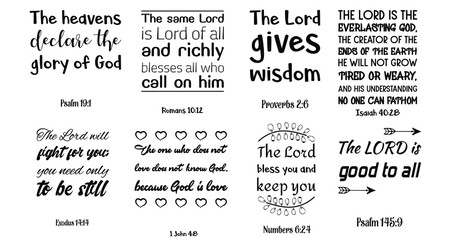Set of Bible verses. Christian Quotes and Scripture sayings 

