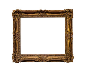 ancient dark ornamental picture frame isolated