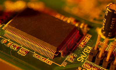 Blank computer chip closeup view of processor
