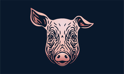 pig on black background
