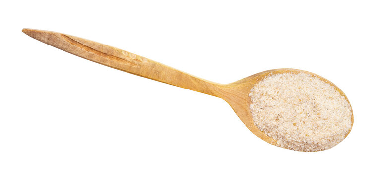 top view of ground asafetida in spoon isolated