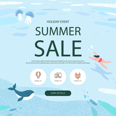 summer shopping event illustration. Banner
