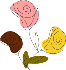 three rose one line 