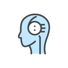 Artificial intelligence robot color line icon. Head of bot vector outline colorful sign.
