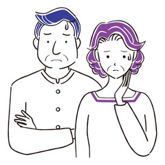 手描手描き 一人1color シニアの夫婦　バストアップ　困る