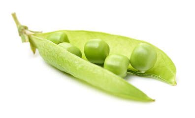 Fresh peas on white background