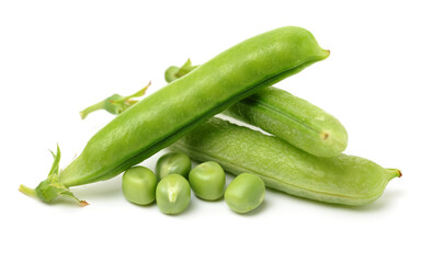 Fresh peas on white background