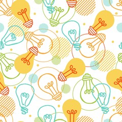 Abstract Light Bulb Vector Graphic Silhouette Art Concept Seamless Pattern
