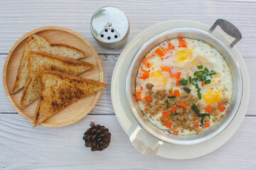 Scrambled eggs for a simple breakfast that doesn't take long to make.