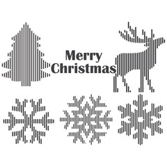 Merry Christmas Card. Line vector art illustration.