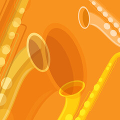 Composition of saxophones. Vector illustration. Concept for creating a cover, poster, banner. All design elements are uncropped.
