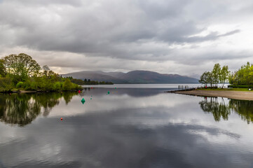 A view from the south of Loch Lomond from the shores in Balloch on a summer evening